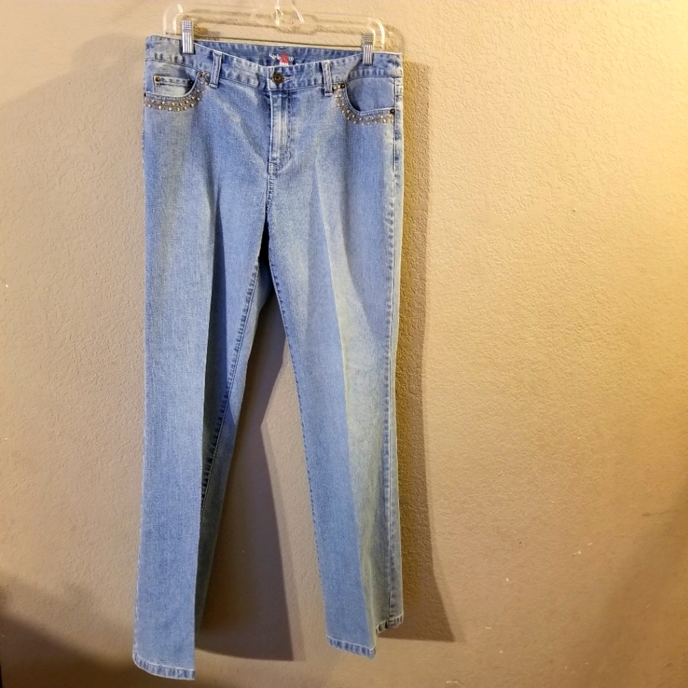 Style & Co Womens Blue Jeans Small Beads &/or Stitching on Pockets Size 10